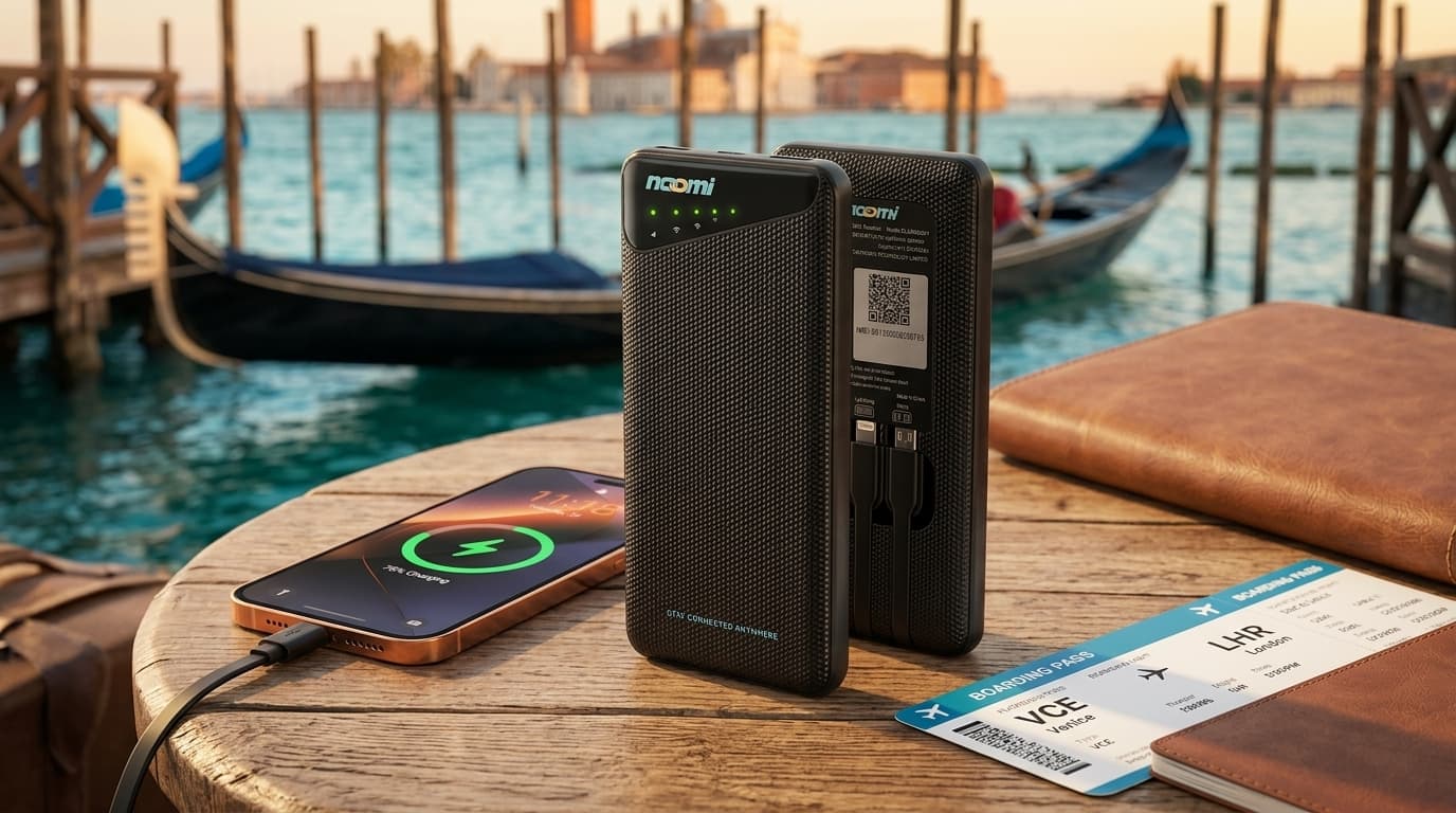 Portable Wi-Fi rental for Venice with phone charging for travelers
