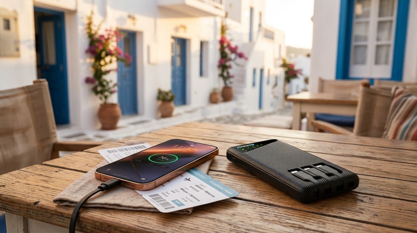 Portable Wi-Fi rental for Mykonos with phone charging for travelers