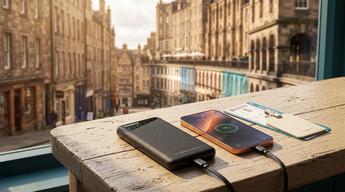 Portable Wi-Fi rental for Edinburgh with phone charging for travelers