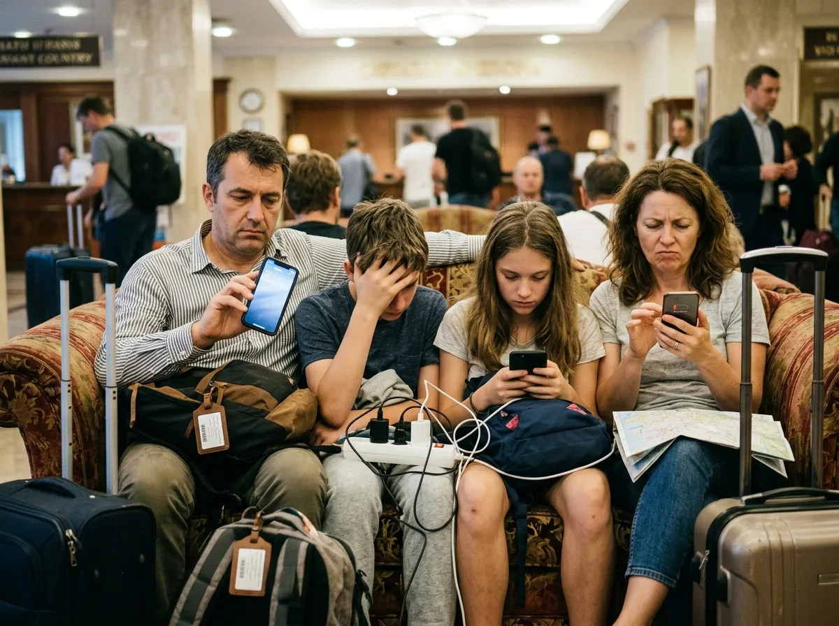A traveler dealing with weak phone signal abroad — How to Choose a Travel Wi-Fi Rental: A Practical Buyer's Guide