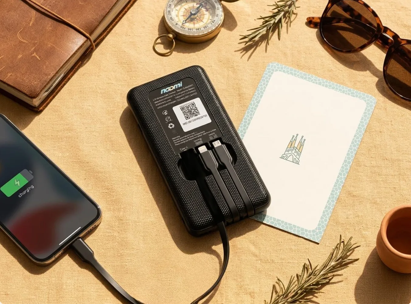The Noomi pocket Wi-Fi hotspot and power bank device