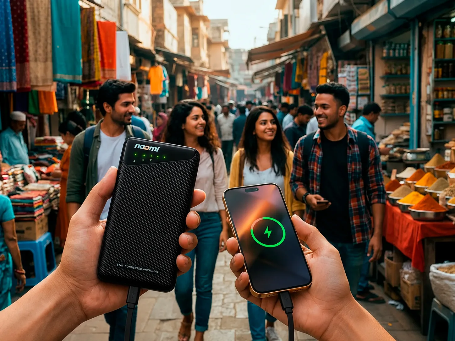 The Noomi device keeping a phone connected and charged while traveling — How to Choose a Travel Wi-Fi Rental: A Practical Buyer's Guide