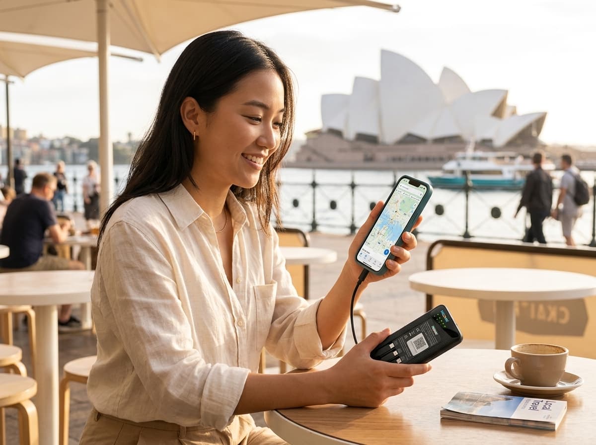 Traveler using one portable Wi-Fi hotspot in Oceania