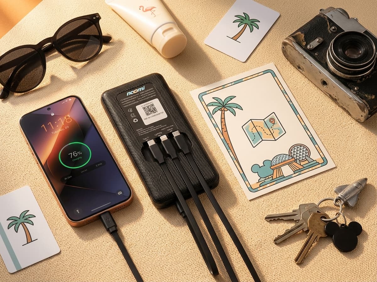 Noomi travel Wi-Fi rental device with charging cables for Orlando