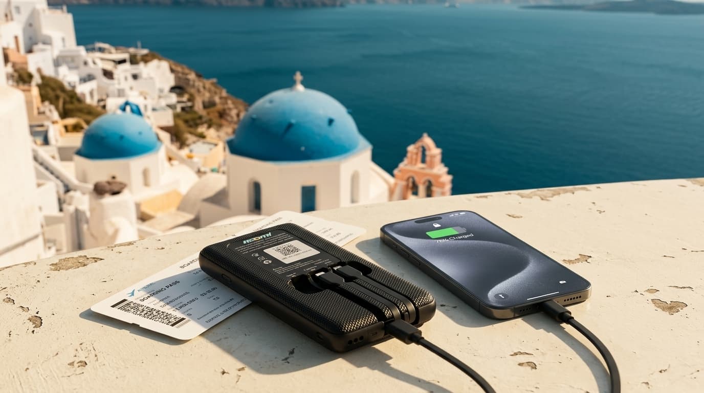Portable Wi-Fi rental for Santorini with phone charging for travelers