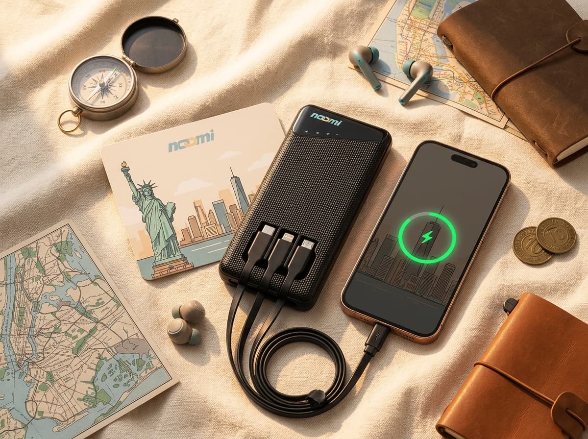 Noomi travel Wi-Fi rental device with charging cables for United States
