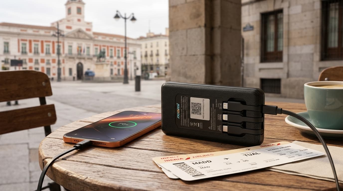 Portable Wi-Fi rental for Madrid with phone charging for travelers