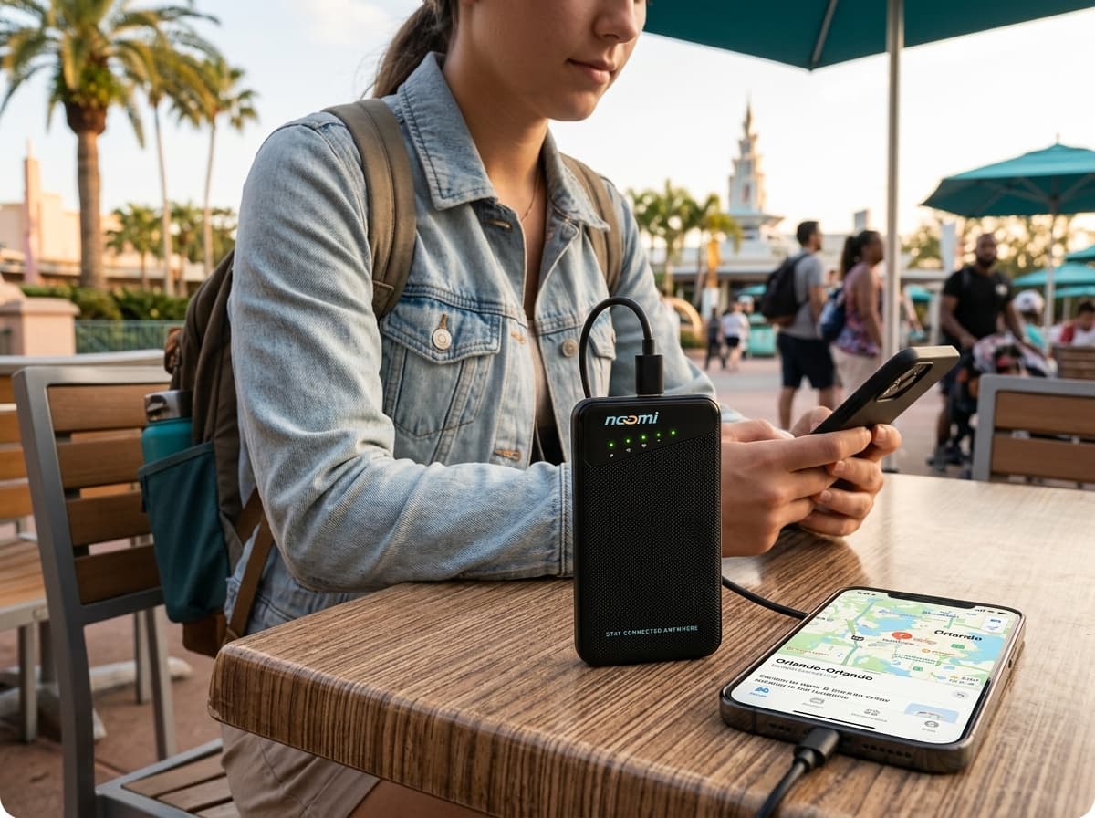 Traveler using one portable Wi-Fi hotspot in Orlando