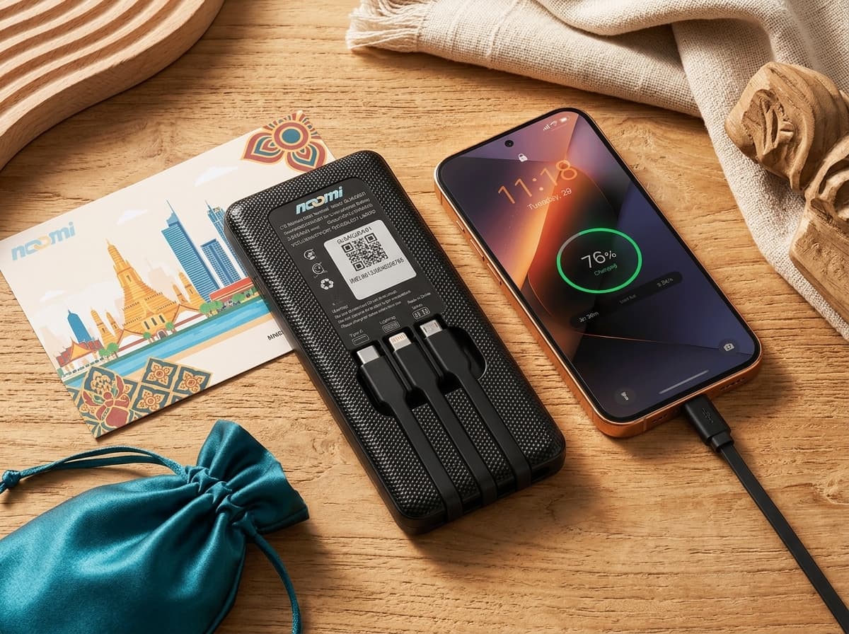 Noomi travel Wi-Fi rental device with charging cables for Thailand