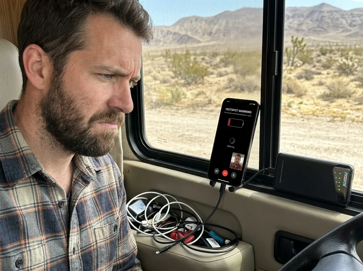 A traveler dealing with weak phone signal abroad — How to Choose the Best Portable Mobile Hotspot for Remote Work & Travel