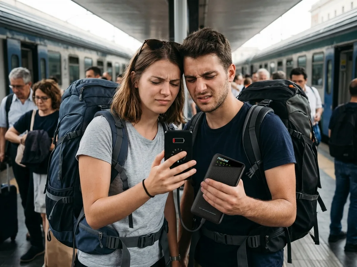 A traveler dealing with weak phone signal abroad — Why Travelers Are Choosing Noomi Travel Wi-Fi Over Free Hotspots