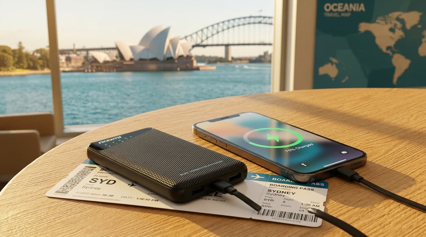 Portable Wi-Fi rental for Oceania with phone charging for travelers