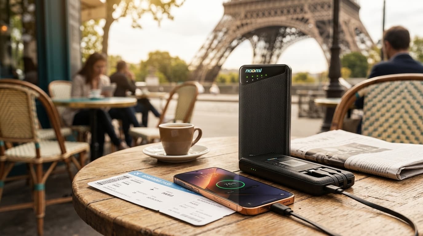 Portable Wi-Fi rental for Paris with phone charging for travelers