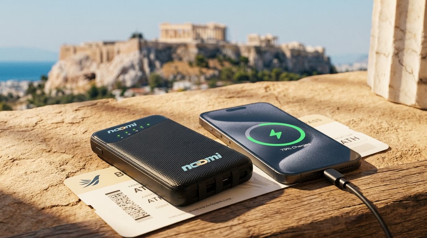 Portable Wi-Fi rental for Athens with phone charging for travelers