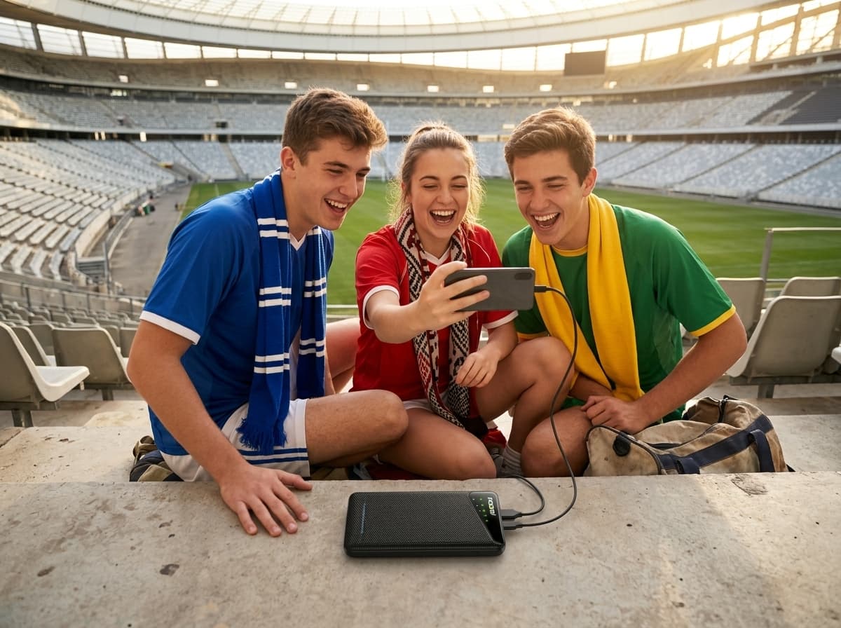 The Noomi device keeping a phone connected and charged while traveling — Staying Connected at the 2026 World Cup Across USA, Canada and Mexico