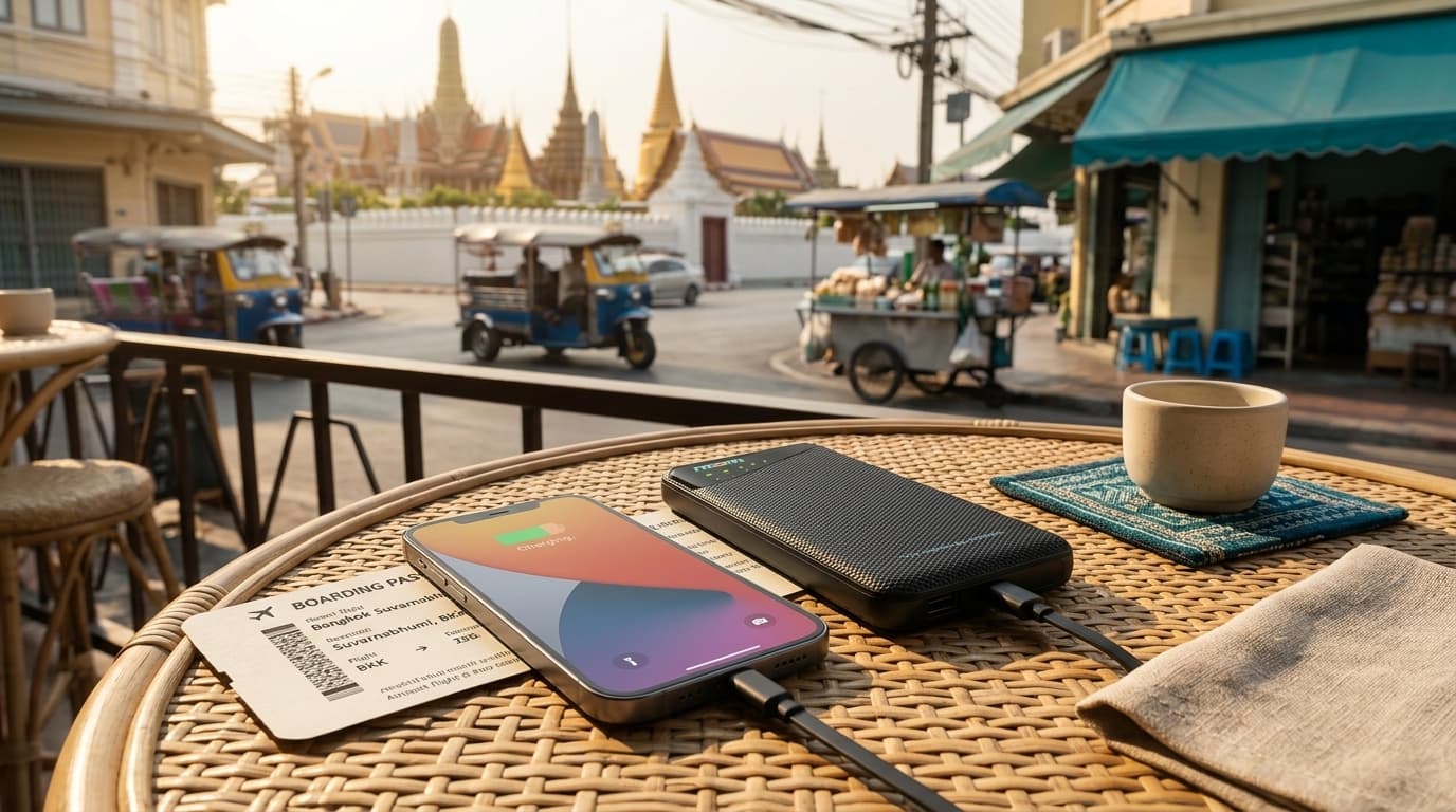 Portable Wi-Fi rental for Thailand with phone charging for travelers