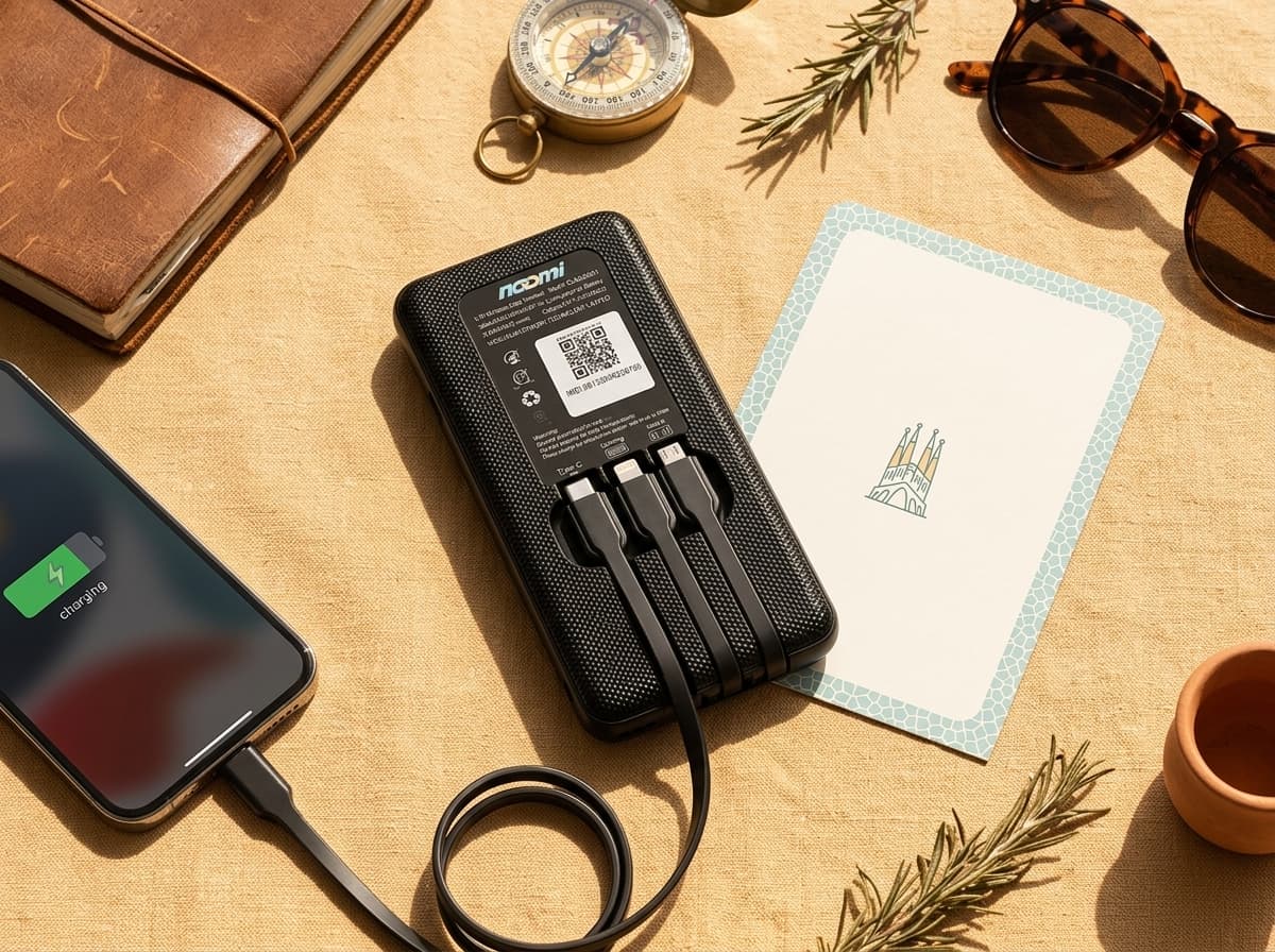 The Noomi pocket Wi-Fi hotspot and power bank device