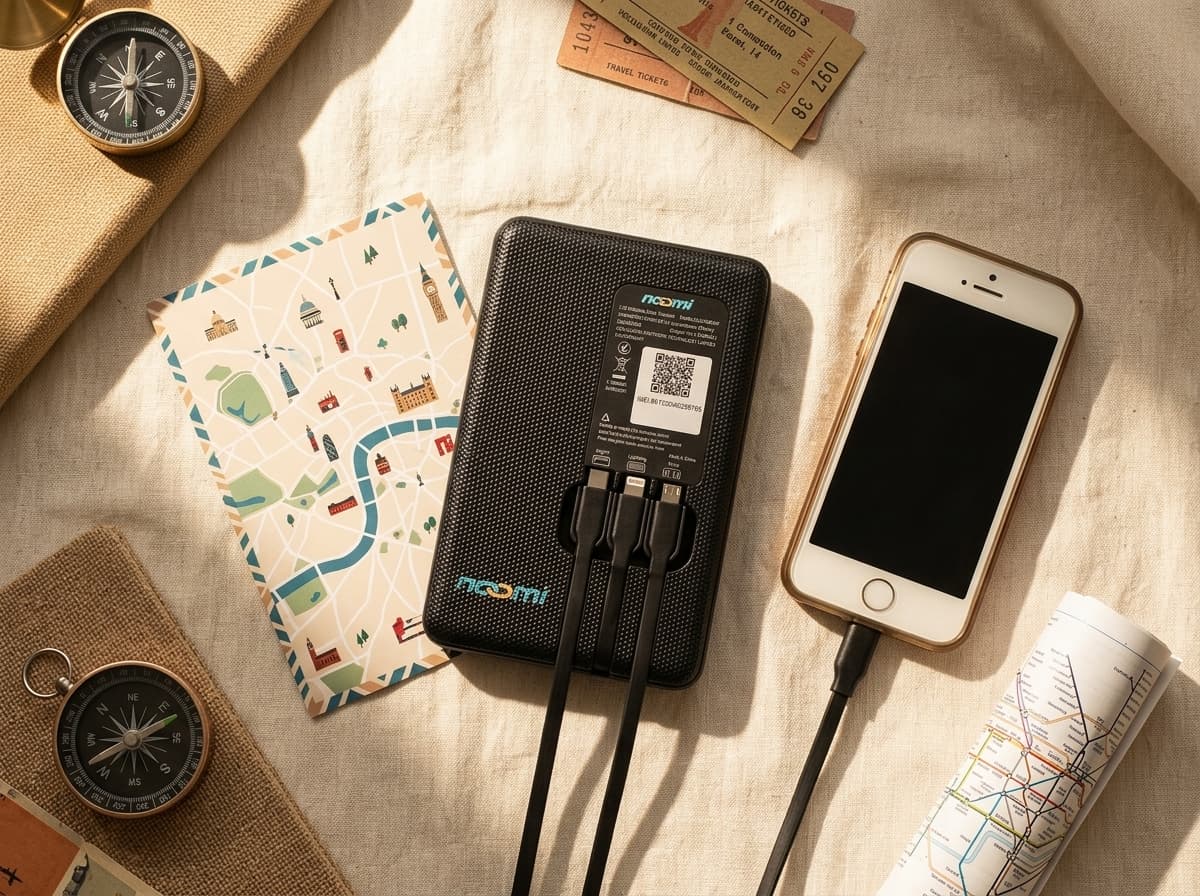 Noomi travel Wi-Fi rental device with charging cables for Global