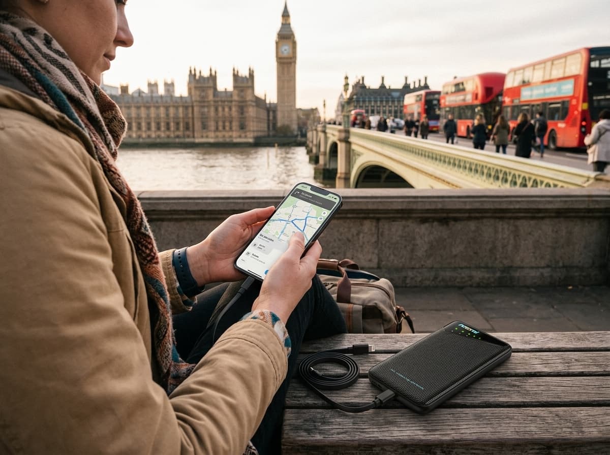 Traveler using one portable Wi-Fi hotspot in United Kingdom