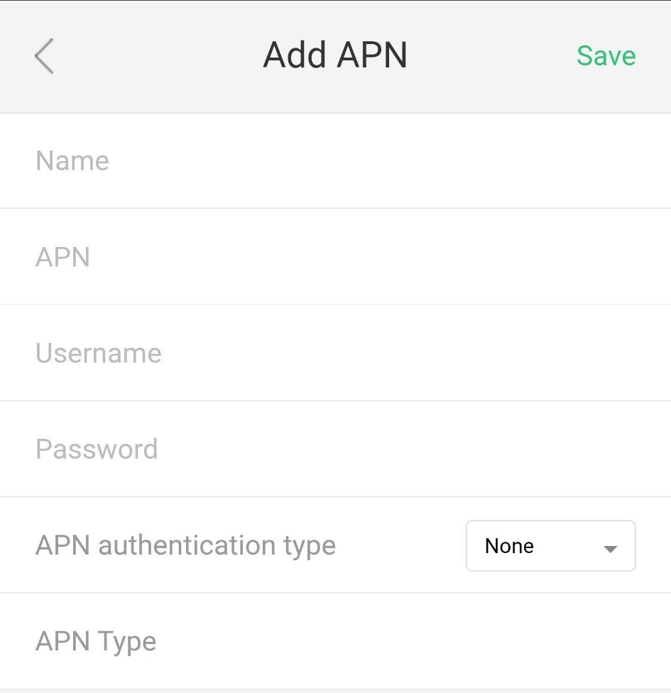 Only with Noomi support: use the exact APN details supplied for your rental. This blank form is not a completed configuration.