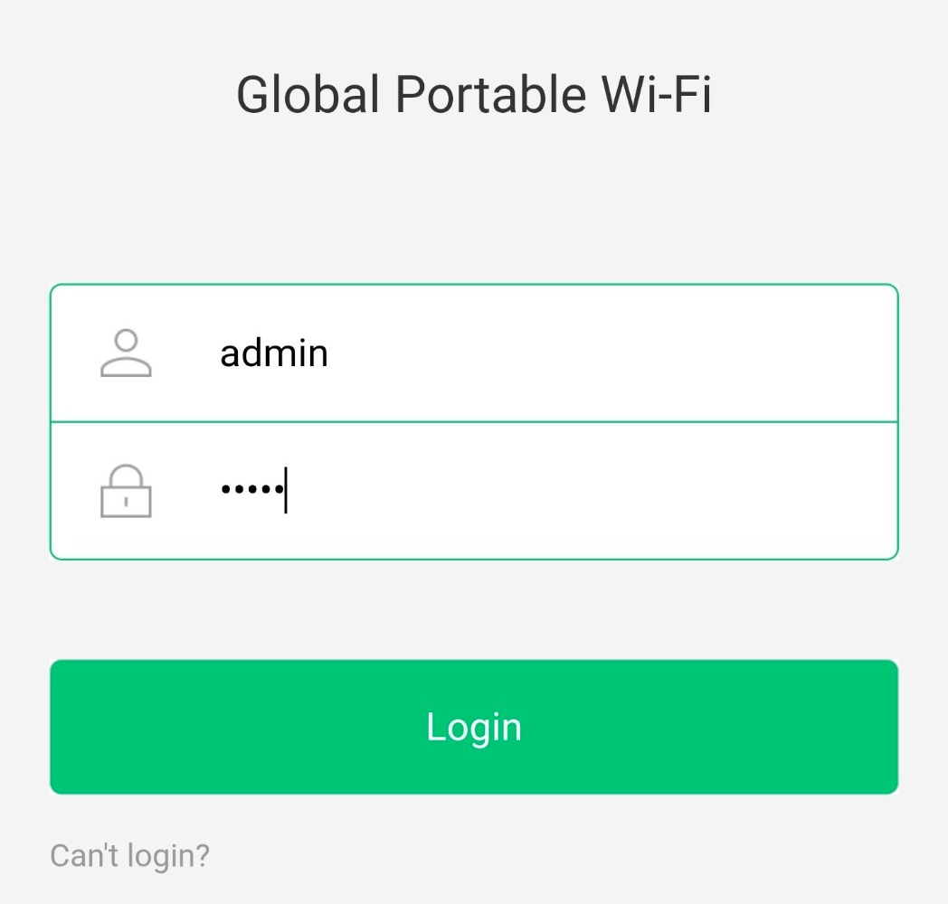 Only with Noomi support: enter admin in both fields, all lowercase. This login is not your Wi-Fi password.