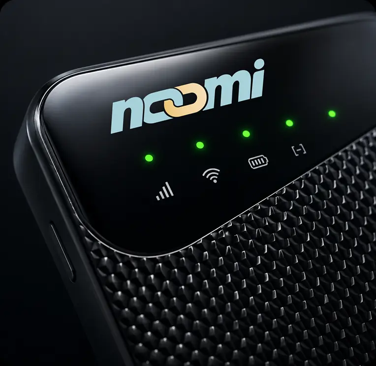 Close-up of the Noomi device's front indicator lights